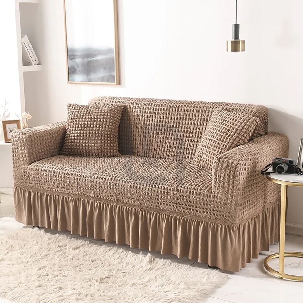 Turkish Style Bubble Sofa Cover - Light Brown