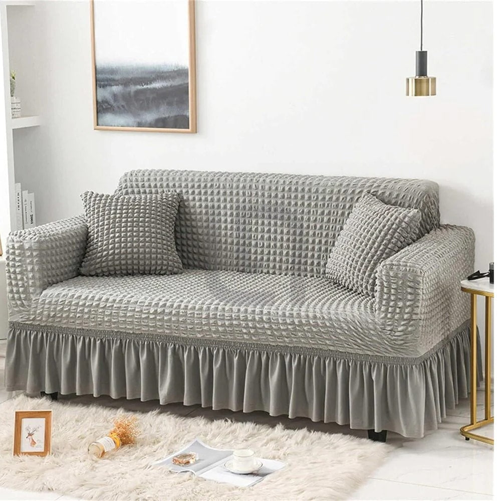 Turkish Style Bubble Sofa Cover - Light Grey