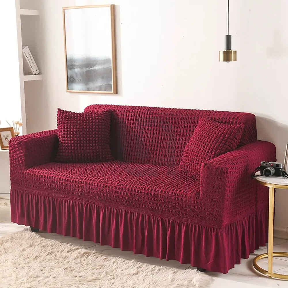 Turkish Style Bubble Sofa Cover - Maroon