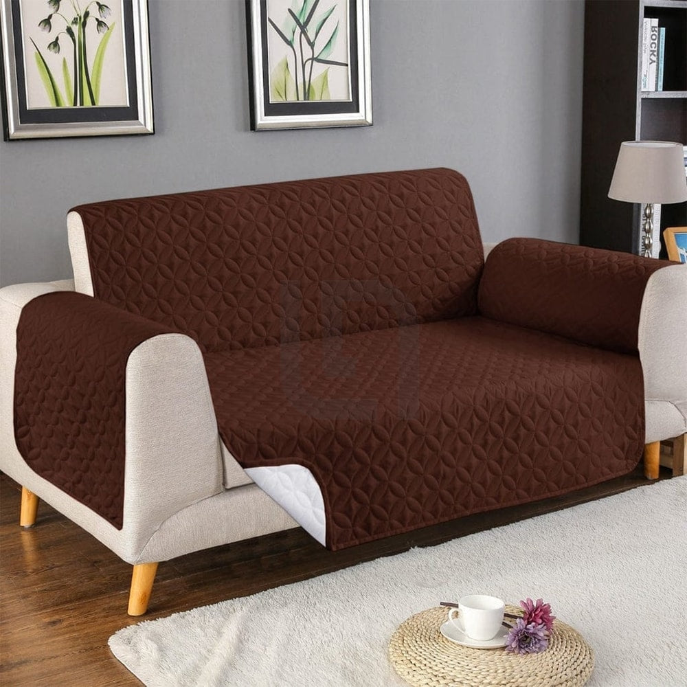 Ultrasonic Quilted Sofa Cover Brown
