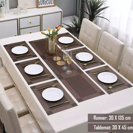 7 Pcs Table Mats & Table Runner Set Heat Resistant Placemats