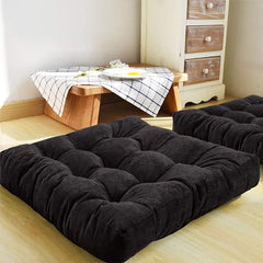 Square Shape Velvet Floor Cushions – Black