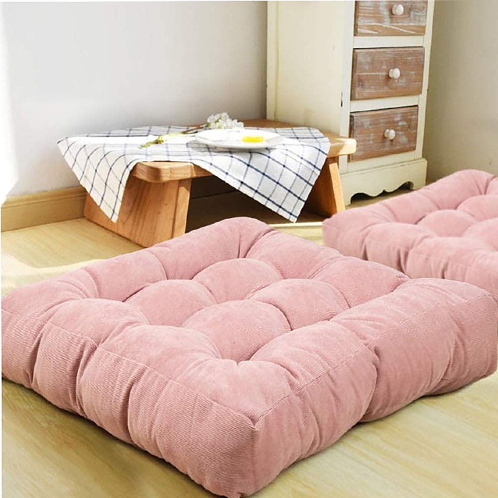 Square Shape Velvet Floor Cushions – Coral