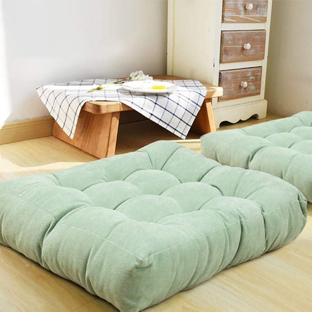 Square Shape Velvet Floor Cushions – Grass Green
