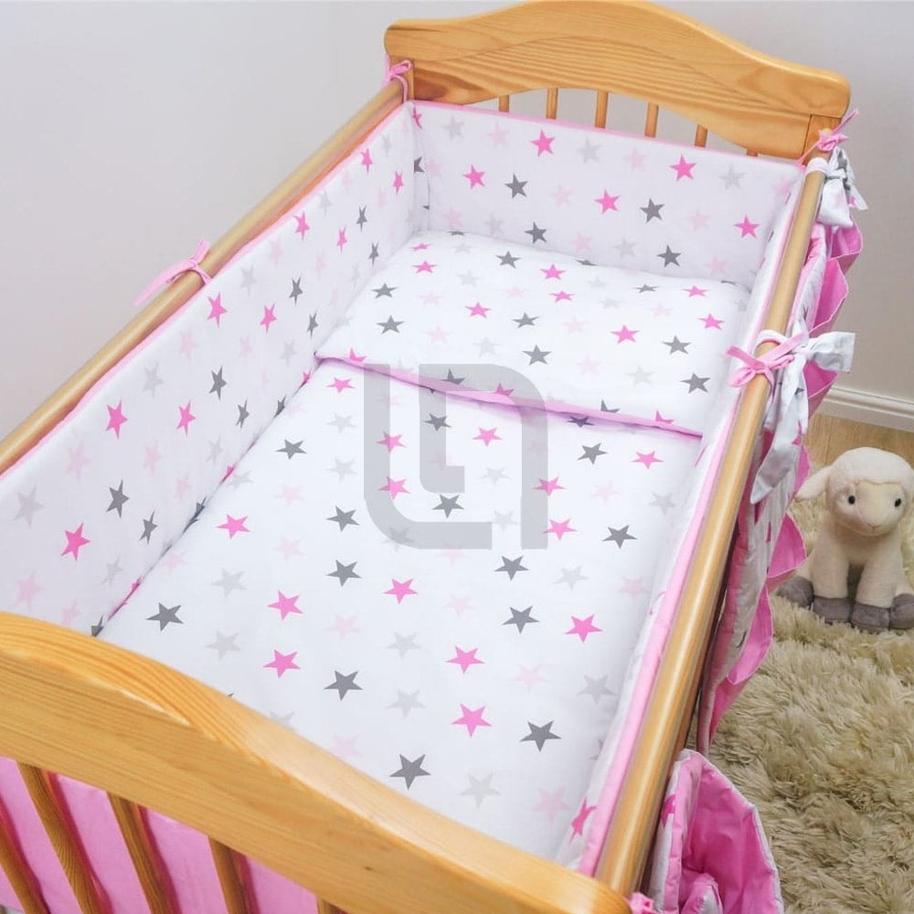 Baby Cot - Bedding Set - Pompous Pink Stars