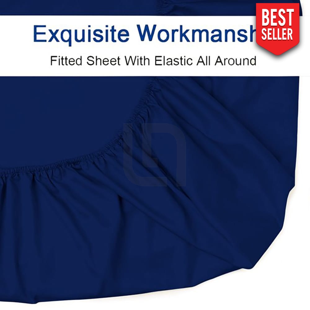 Cotton Fitted Bed Sheet Dark Blue