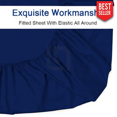 Cotton Fitted Bed Sheet Dark Blue