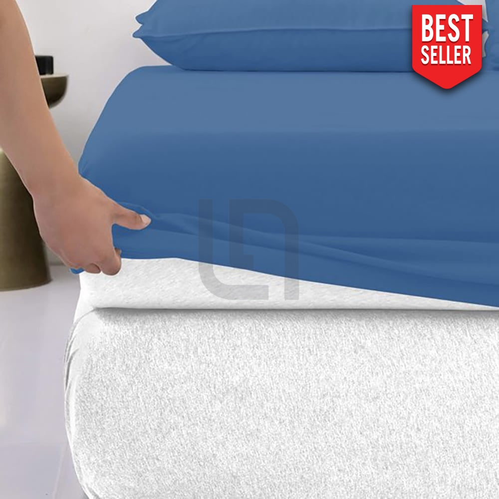 Cotton fitted sheet - Niagara Blue Color
