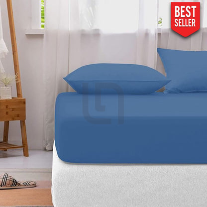 Cotton fitted sheet - Niagara Blue