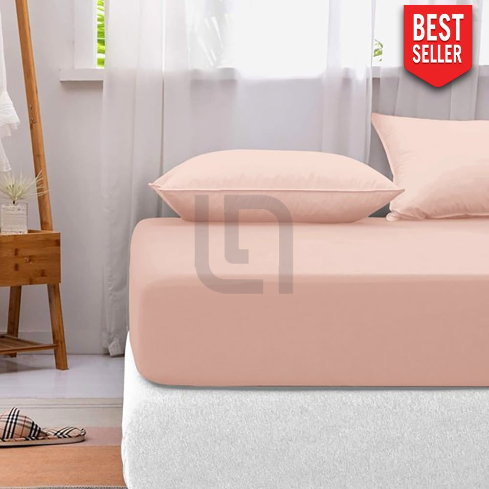 Cotton fitted sheet - Peach