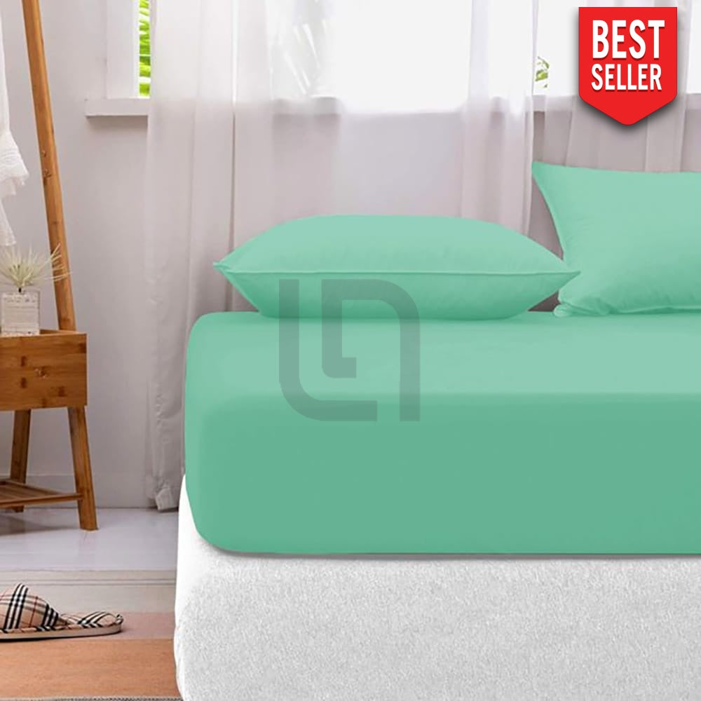 Cotton fitted sheet - Seafoam