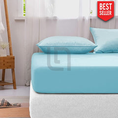 Cotton fitted sheet - Sky Blue