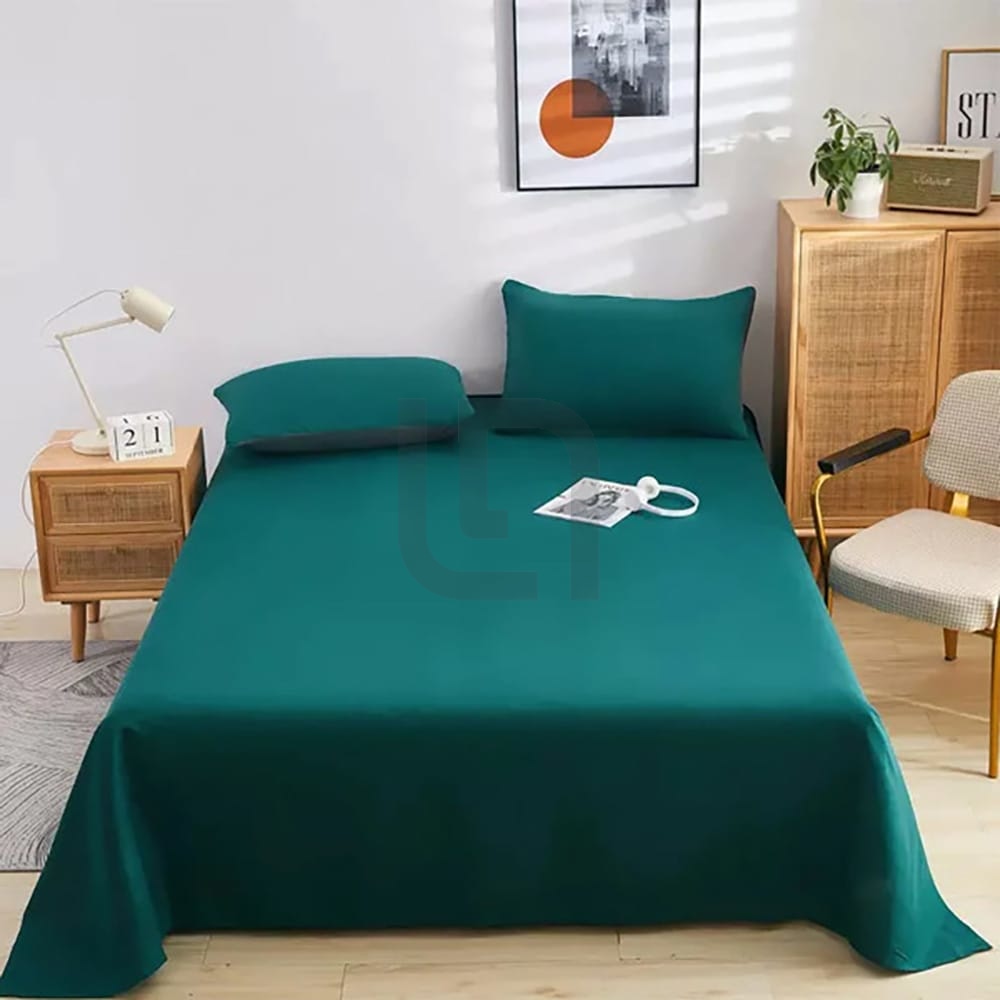 Cotton Sateen Plain Bed Sheet - Emerald Green