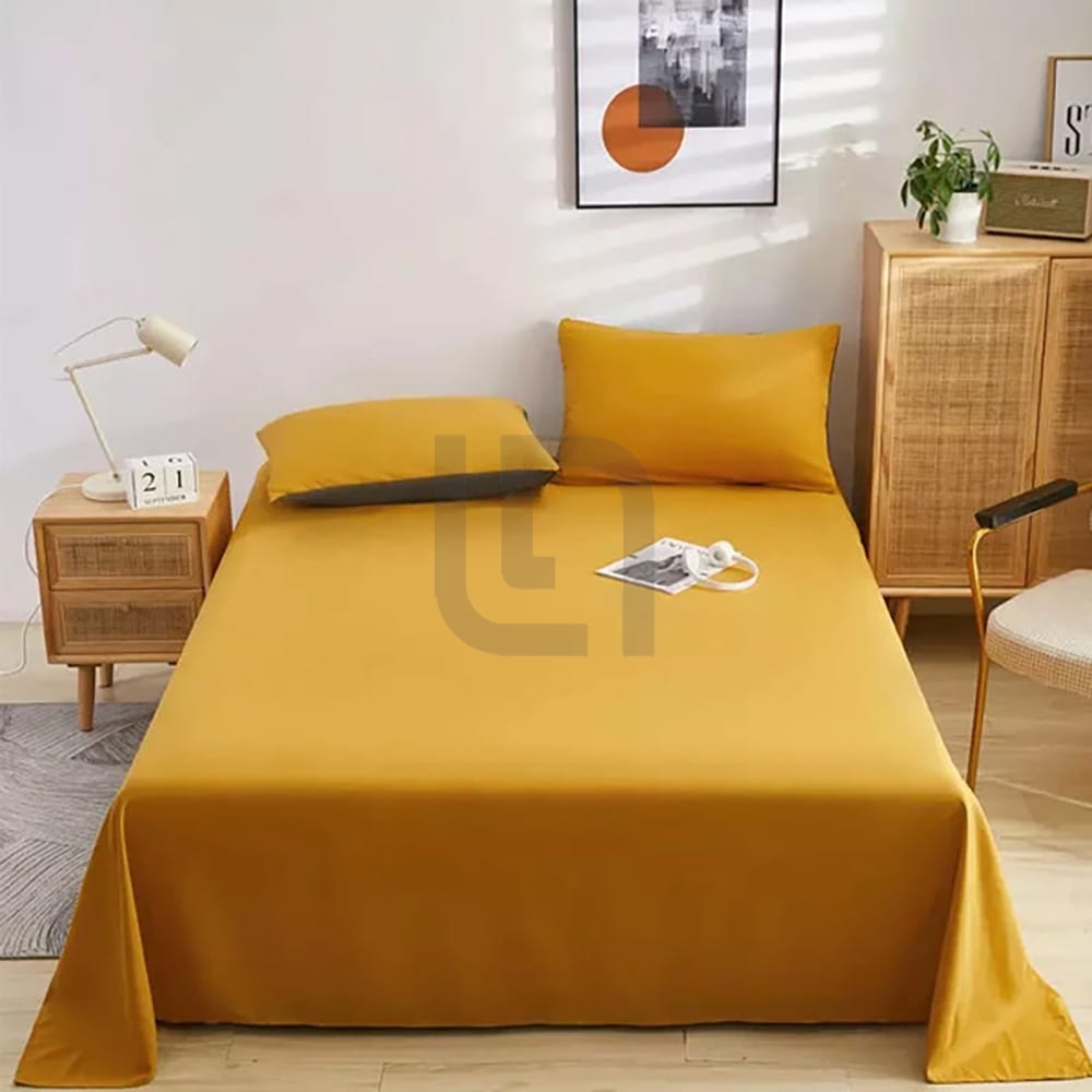 Cotton Sateen Plain Bed Sheet - Mustard