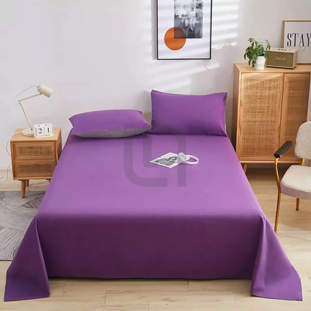 Cotton Sateen Plain Bed Sheet - Violet