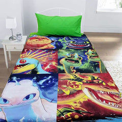 Dragon City Cartoon Themed Bed Sheet