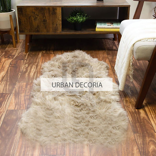 Light Brown Fluffy Faux Fur Mat