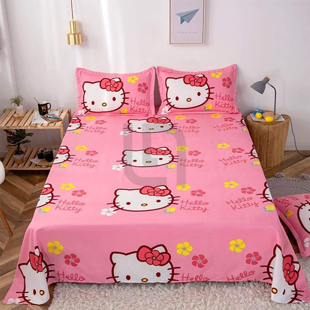 Hello Kitty Themed Cartoon Bed Sheet