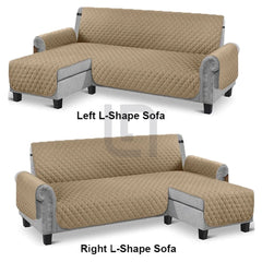 Quilted L-Shape Sofa Cover Beige