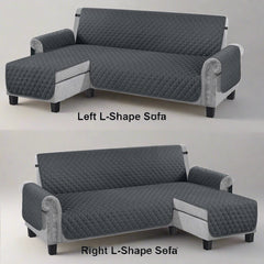 Quilted L-Shape Sofa Cover Grey
