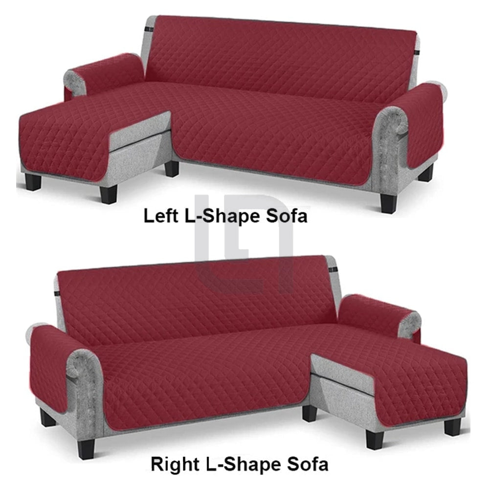 Quilted L-Shape Sofa Cover Maroon