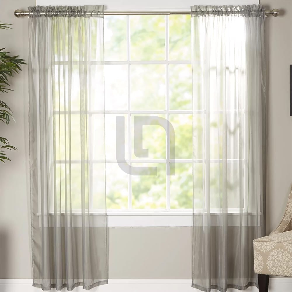 Polyester Sheer Net Curtain Grey