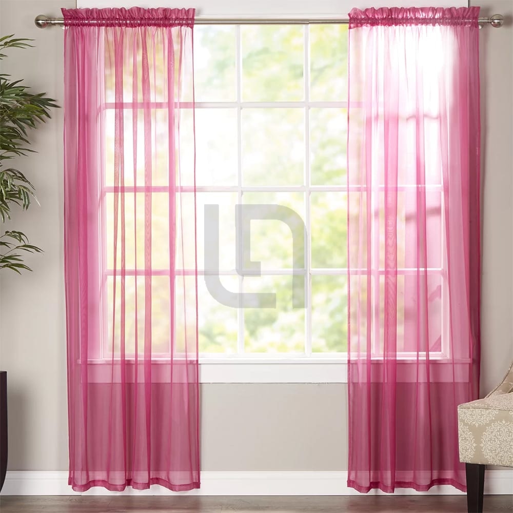 Polyester Sheer Net Curtain Hot Pink