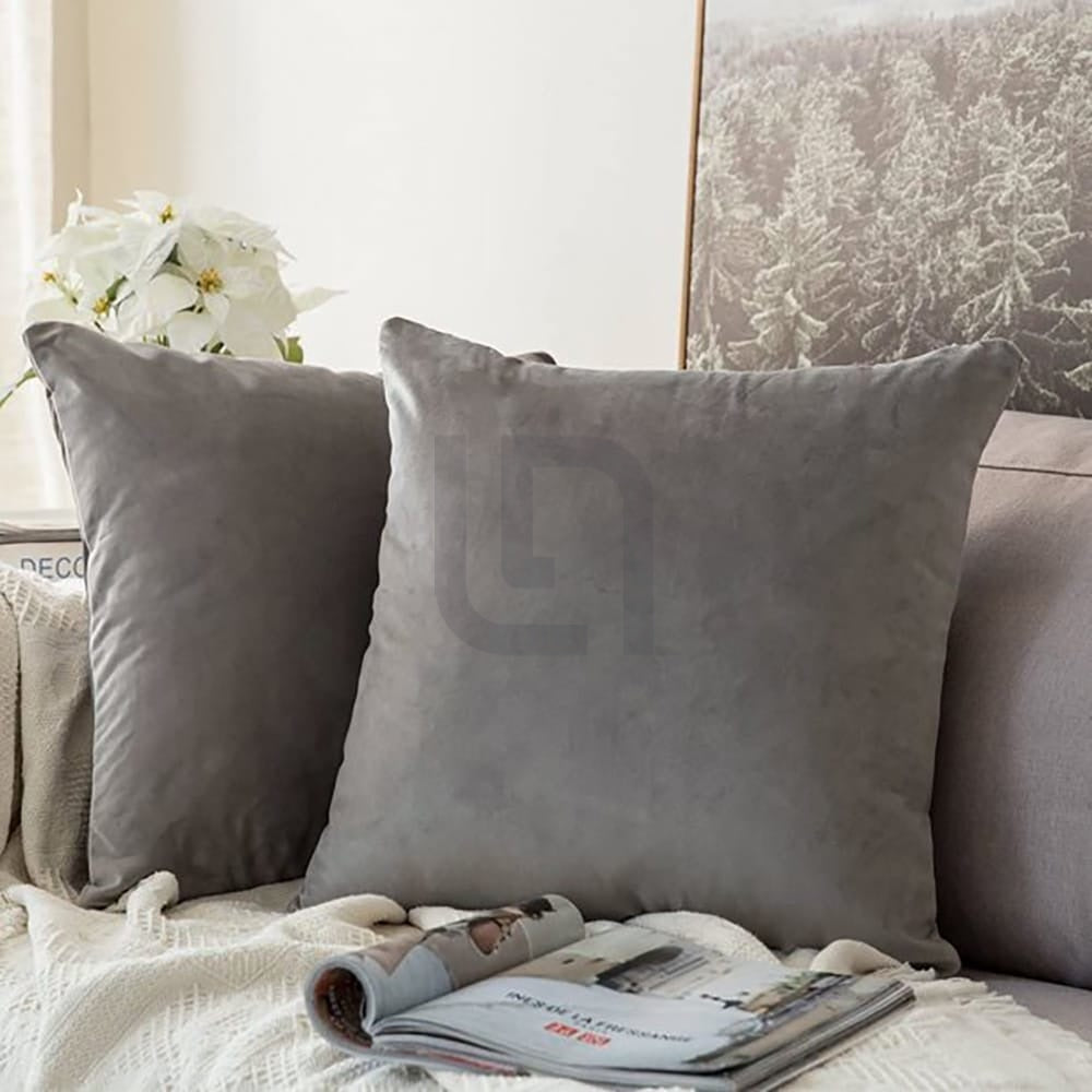 velvet cushion cover -  charcoal