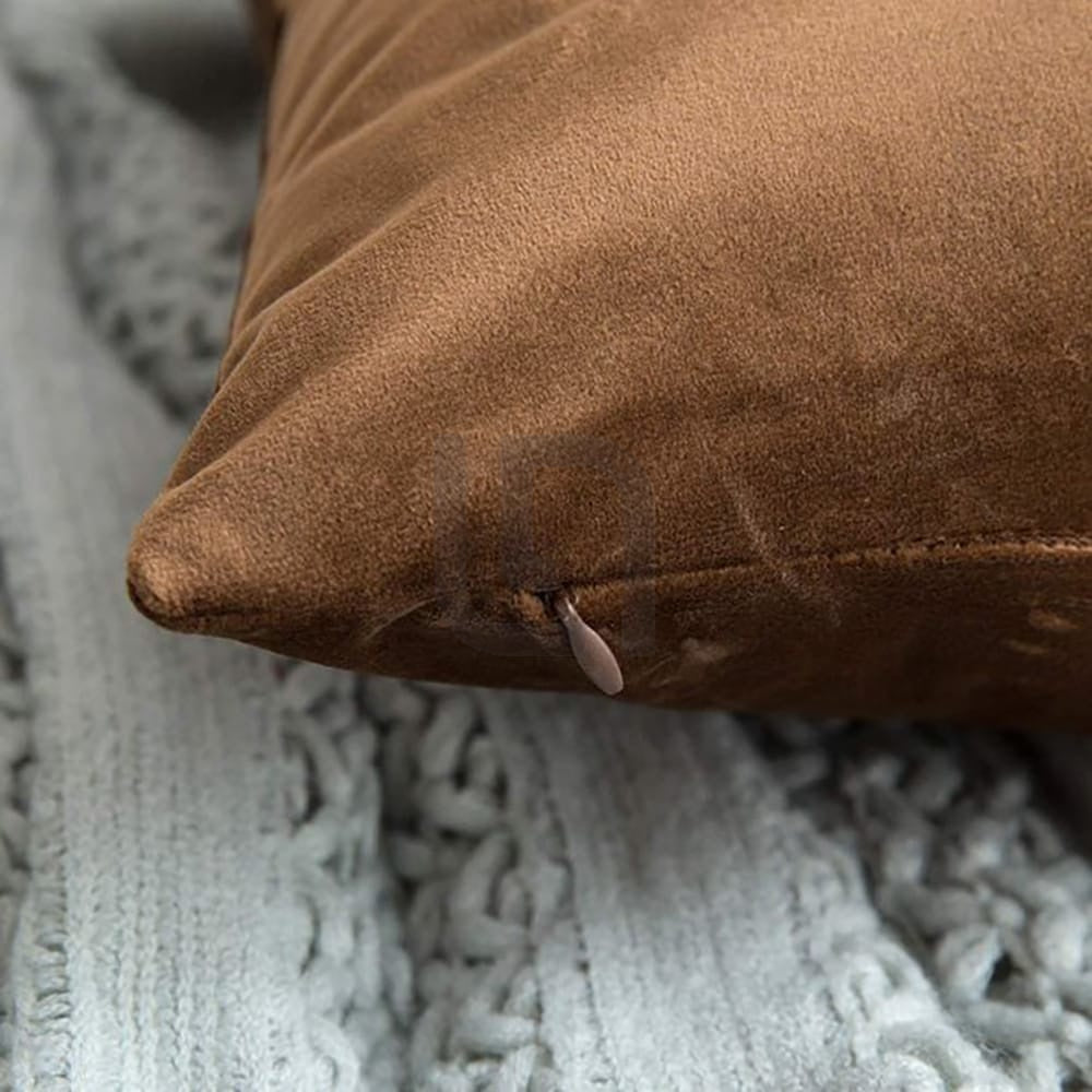 velvet cushion cover - dark brown