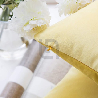 velvet cushion cover -  mustard yellow