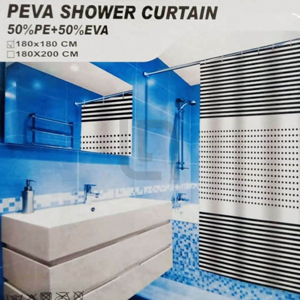 PEVA Waterproof Bathroom Shower Curtain – White Black