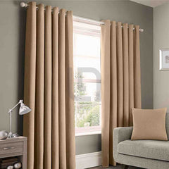 Plain Cotton Curtain Panels - Beige
