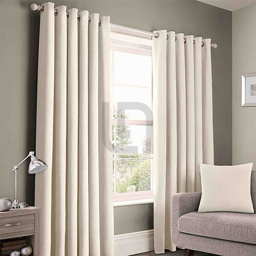 Plain Cotton Curtain Panels - Off White