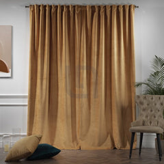 velvet curtains - apricot gold