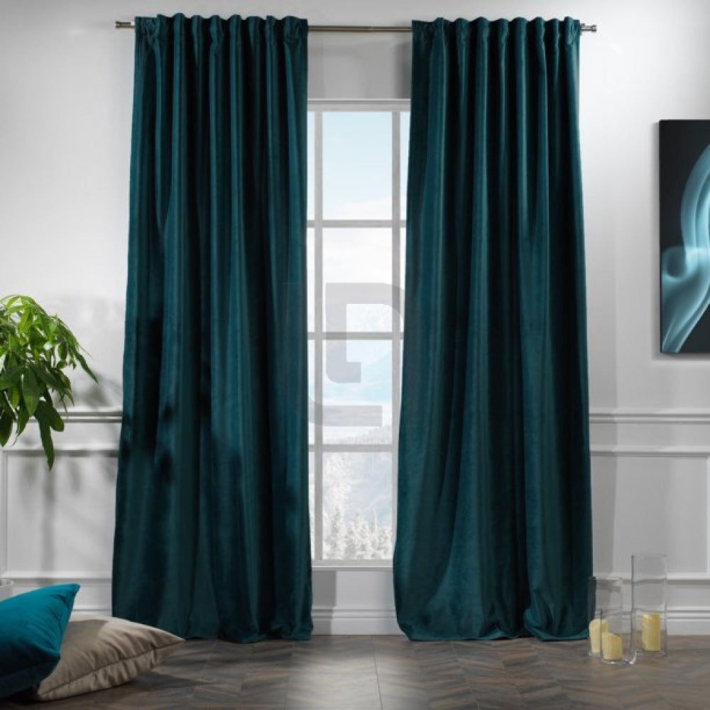 velvet curtains bluish cyan