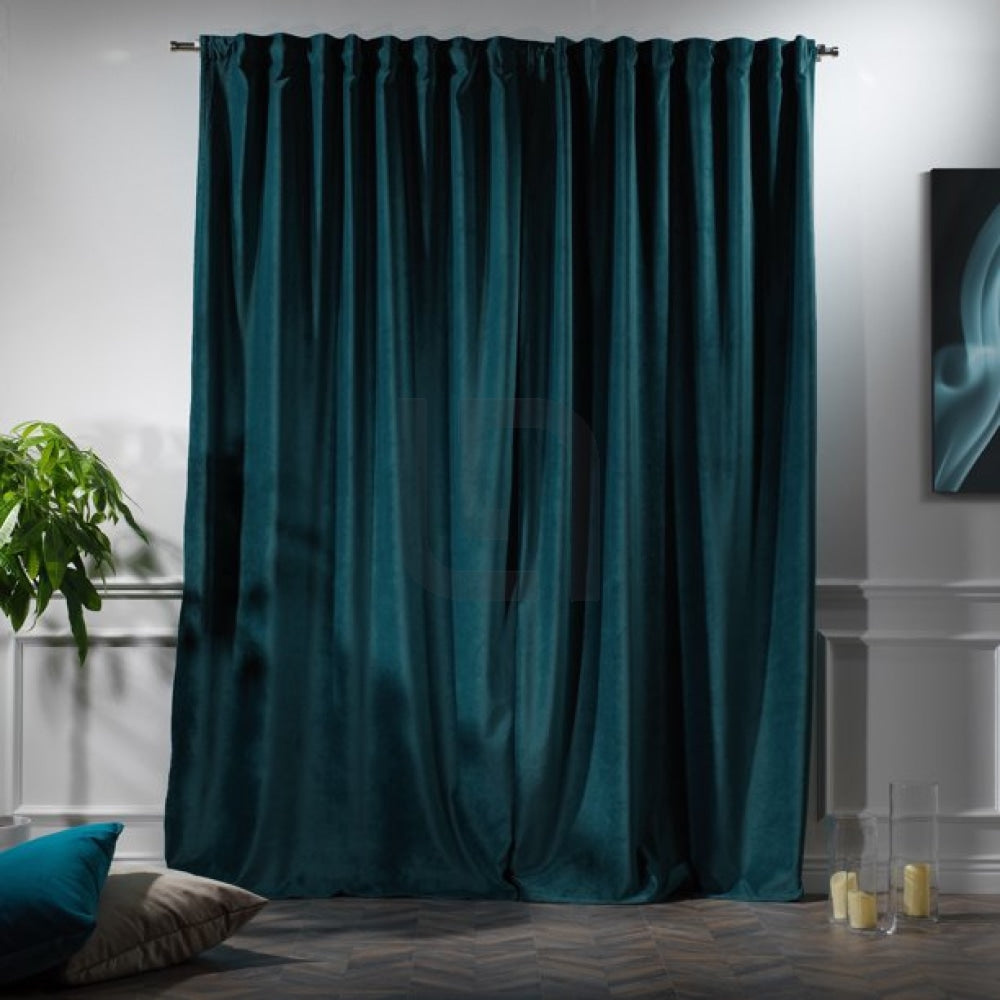 velvet curtains - bluish cyan
