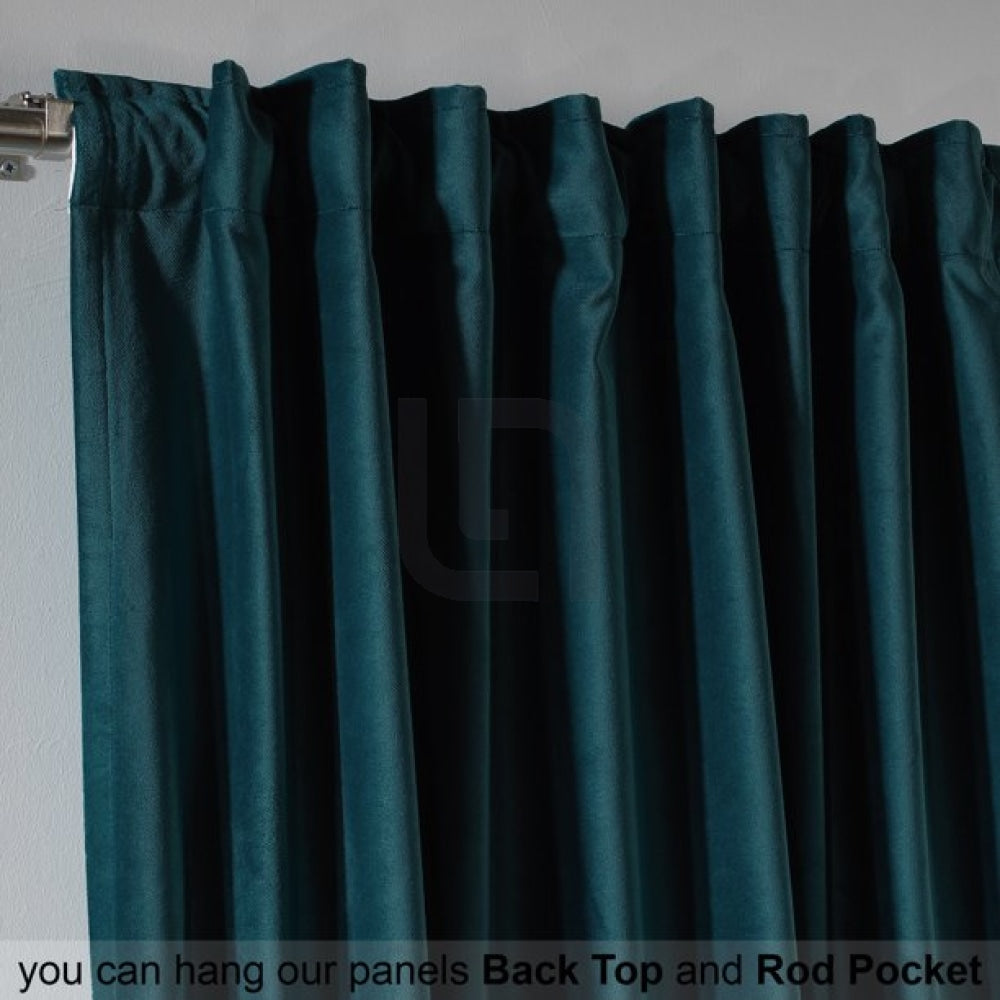 bluish cyan velvet curtain
