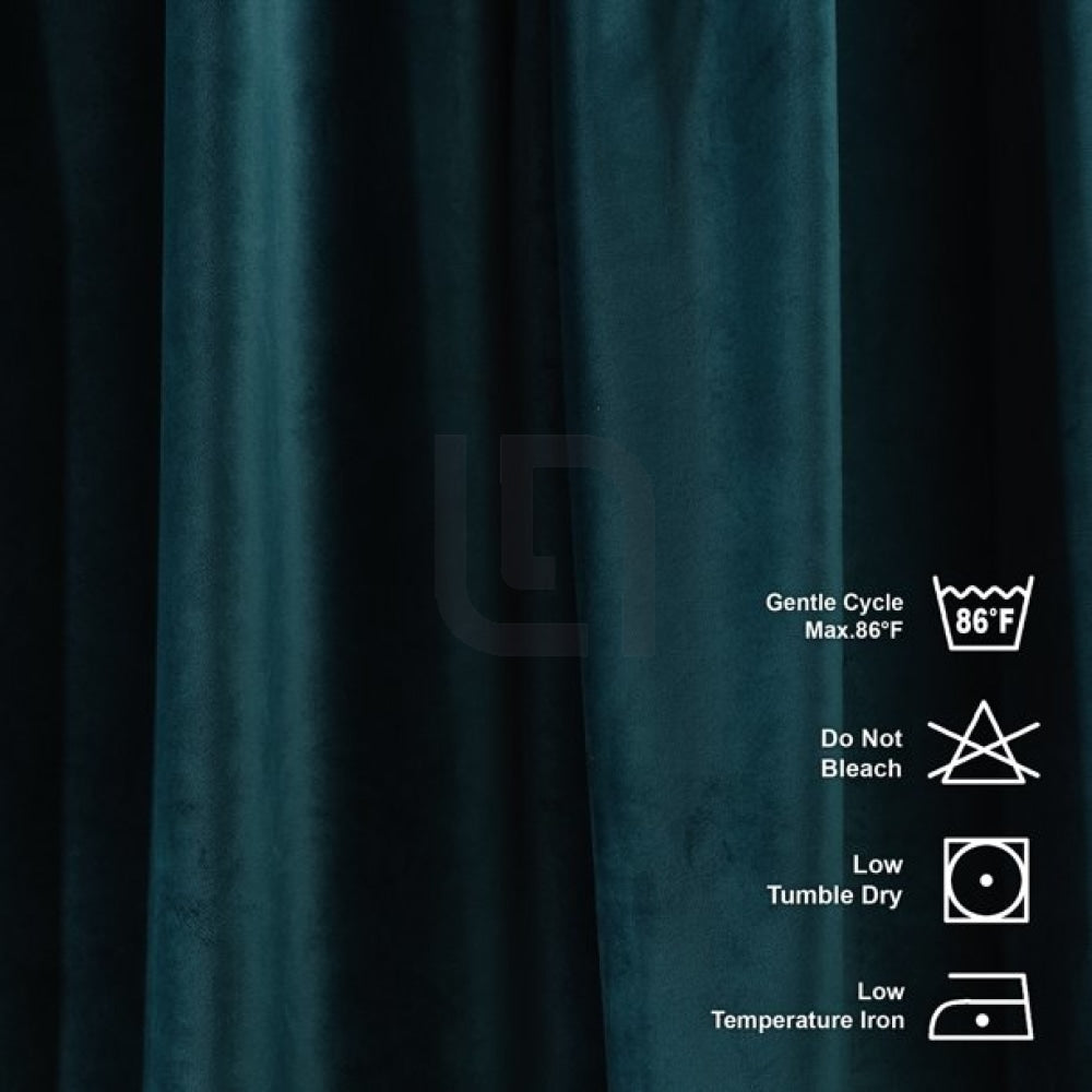 bluish cyan velvet curtains