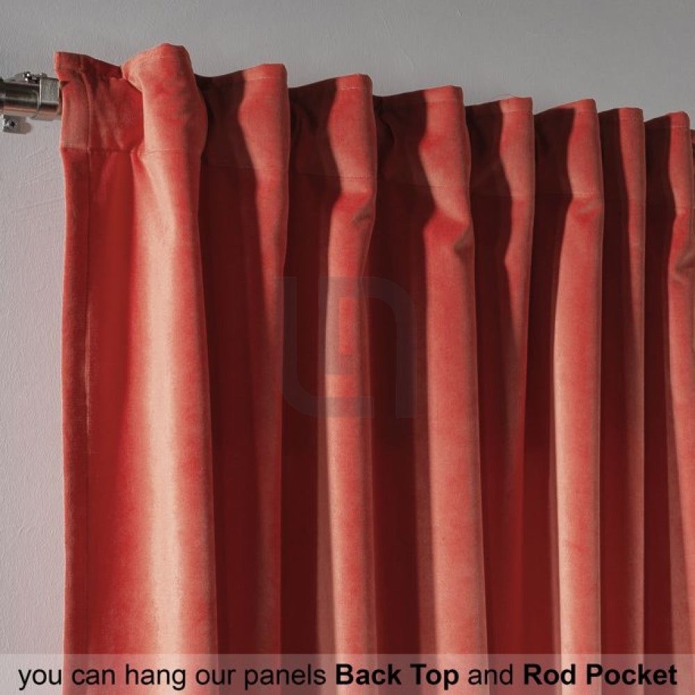 coral velvet curtains