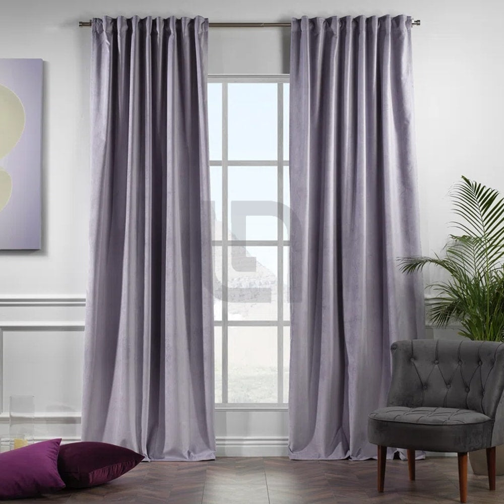 velvet curtains - heather purple
