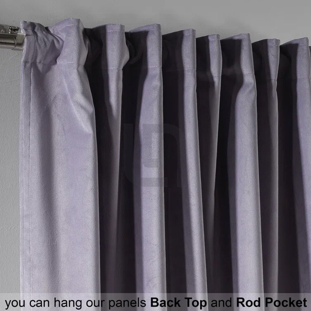 velvet curtains - heather purple color
