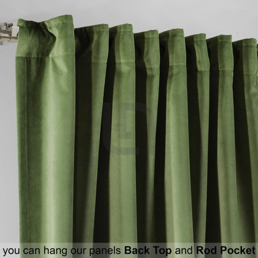 olive green velvet curtain