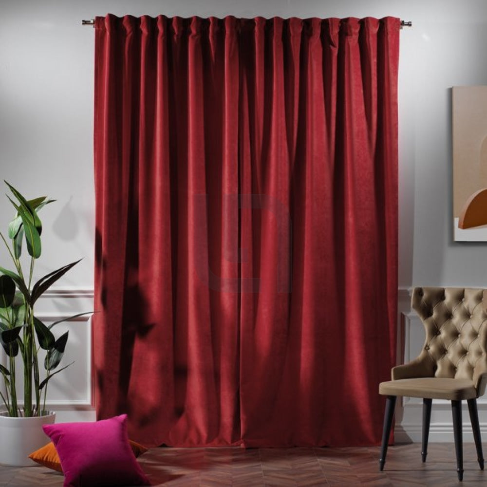 velvet curtains - scarlet
