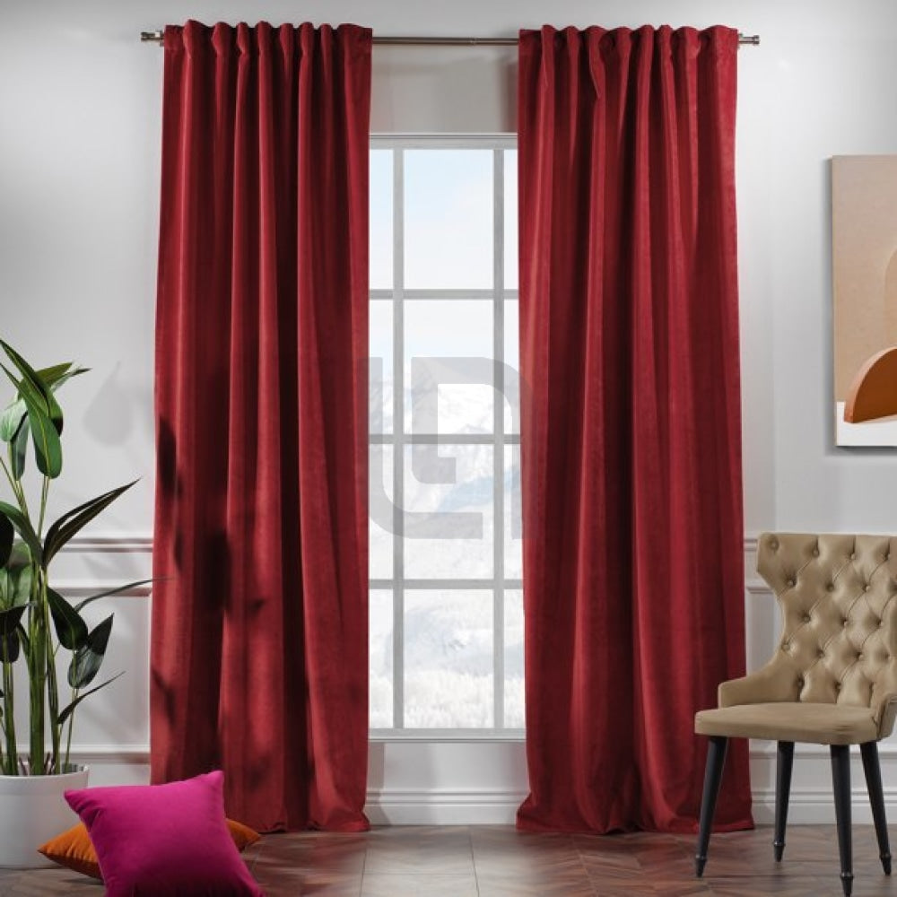 velvet curtains scarlet