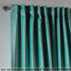 velvet curtains - teal color