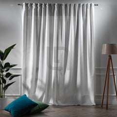 velvet curtains - white