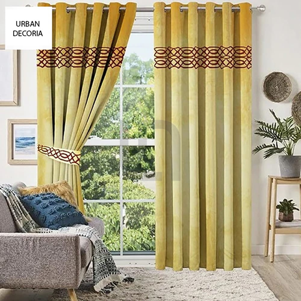 Premium Velvet Curtain Panels - Yellow