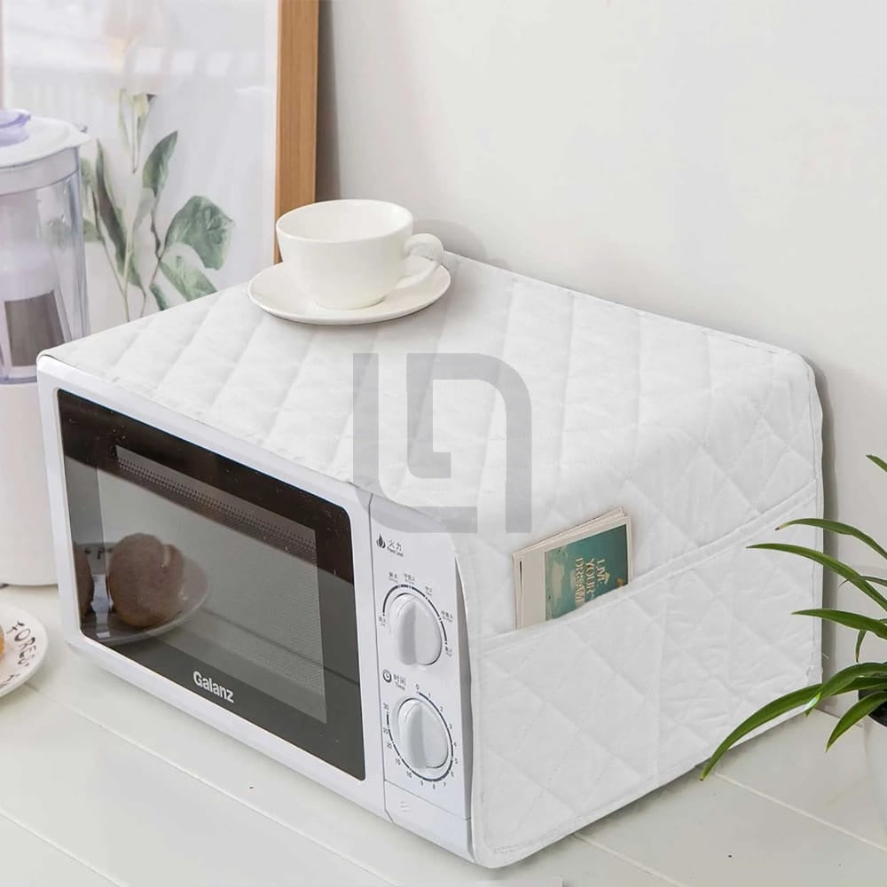 Quilted Microwave Oven Cover - White