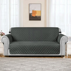 Quilted+Reversible+Non-Slip+Oversized+Box+Cushion+Sofa+Slipcover Grey