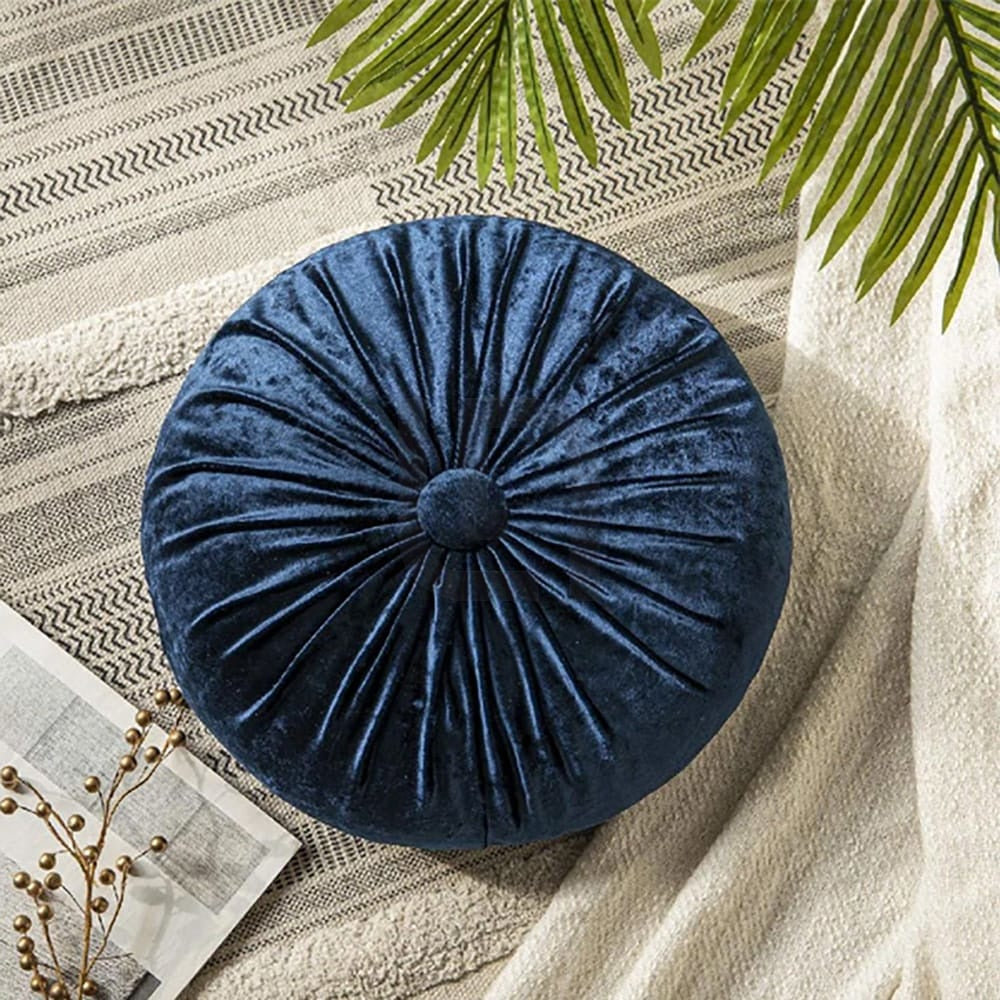 Round Pumpkin Velvet Cushion - Blue